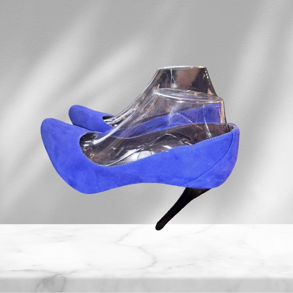 Donald Pliner Royal Blue Suede High Heel Pumps New 8m - Picture 3 of 6